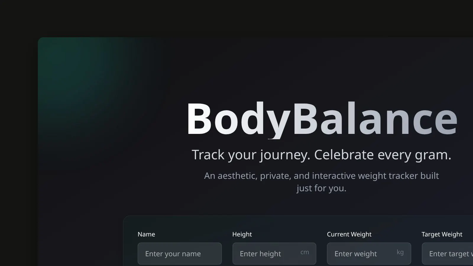 BodyBalance: A private, playful weight tracker built for one person: you.